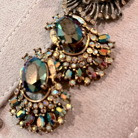 COLLECTOR ITEM Vtg Hollycraft 1956 Peacock Clip Earrings Emerald Articulated - Picture 5 of 7